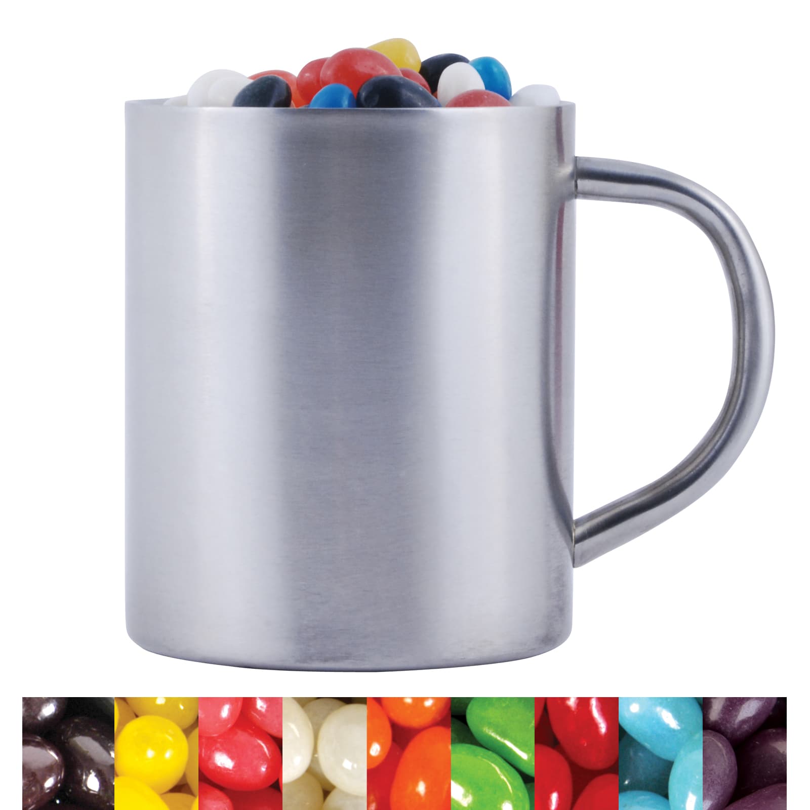 Assorted Colour Mini Jelly Beans in Java Mug - LL8623 Image Silver/Assorted