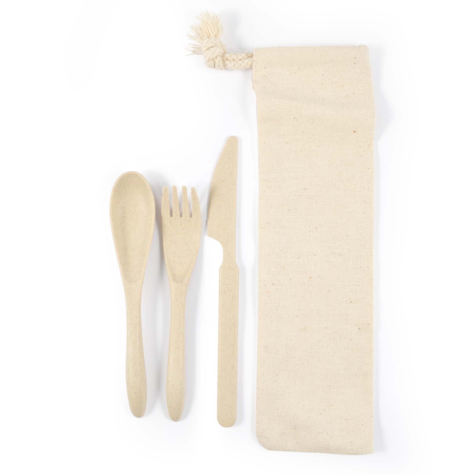 Delish Eco Cutlery Set in Calico Pouch - LL8790 Image
