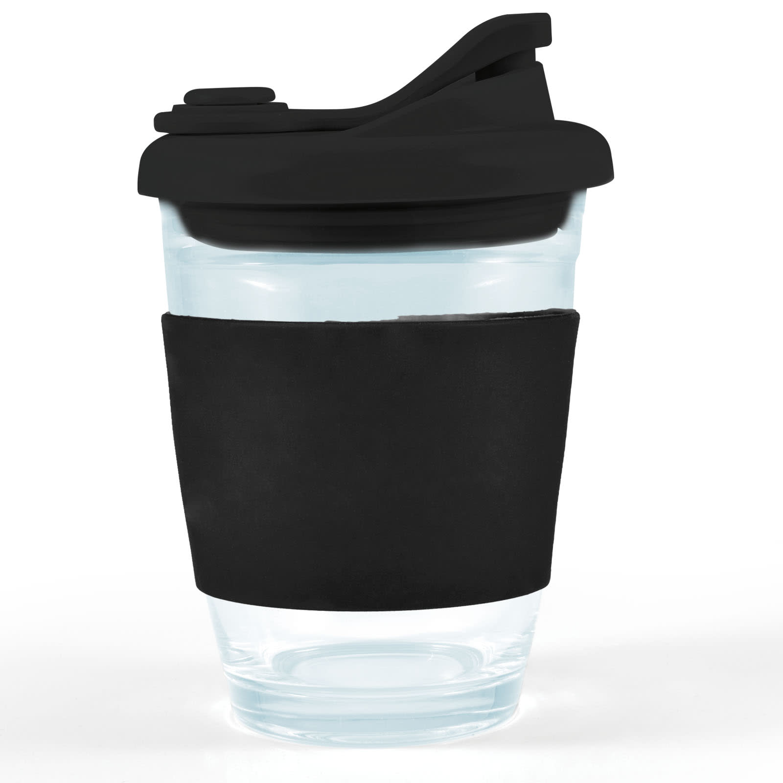 Vienna Coffee Cup with Snap Lid – 320ml Reusable Borosilicate Glass Mug, Durable and Thermal Shock Resistant, Customizable Silicone Sleeve and Snap Piece, Gift Box Included