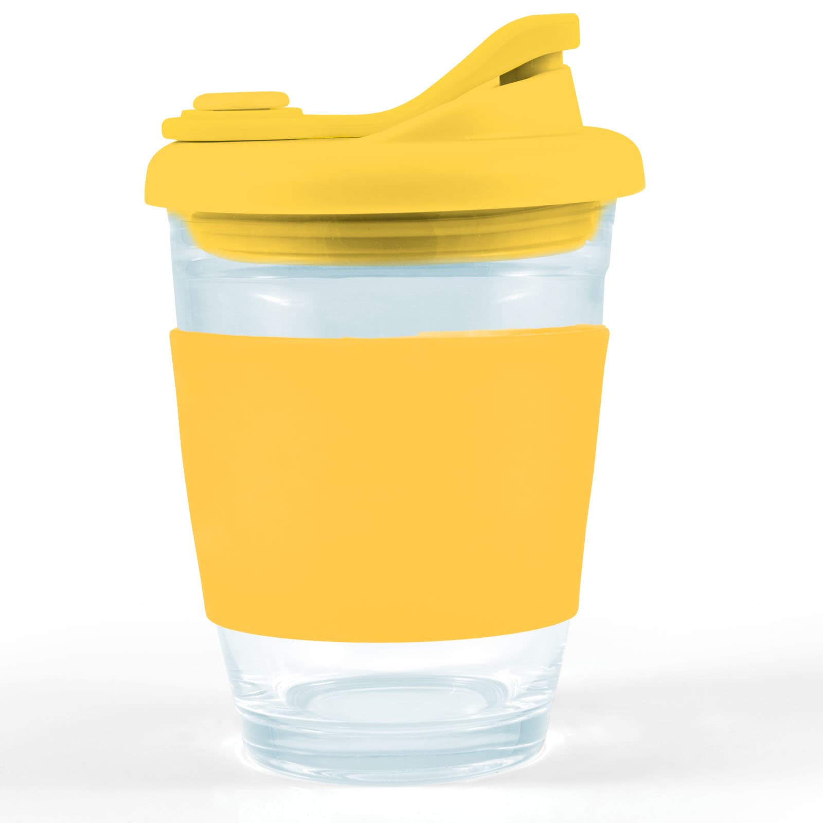 Vienna Coffee Cup with Snap Lid – 320ml Reusable Borosilicate Glass Mug, Durable and Thermal Shock Resistant, Customizable Silicone Sleeve and Snap Piece, Gift Box Included