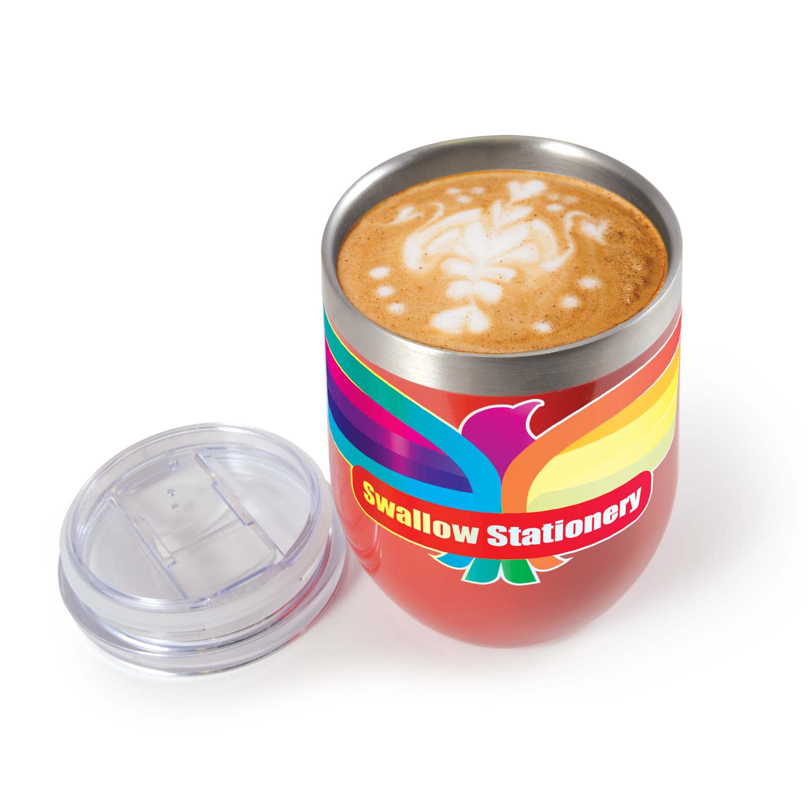 Cascade Coffee Cup – 320ml Double-Wall Vacuum Insulated Mug with Push Seal Lid, Splash-Proof Cover, BPA-Free Stainless Steel, Keeps Beverages Hot or Cold for 3 Hours, Custom Gloss Colours