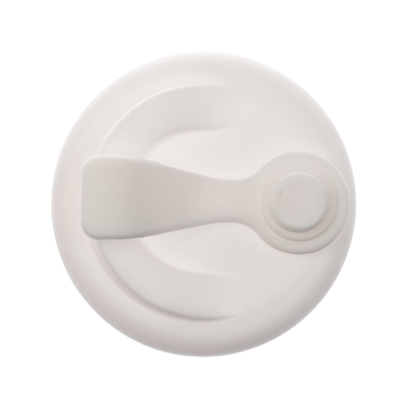 A reusable coffee cup lid made from RPET material, featuring a snap closure for easy access.