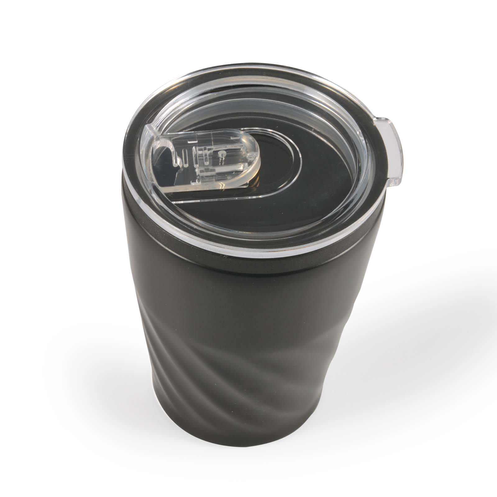 Aztec Coffee Cup – 300ml Double-Wall Stainless Steel Mug with Black Liner, Splash-Proof Sliding Closure, Foam Base Protector, BPA-Free, Gift-Ready Kraft Box