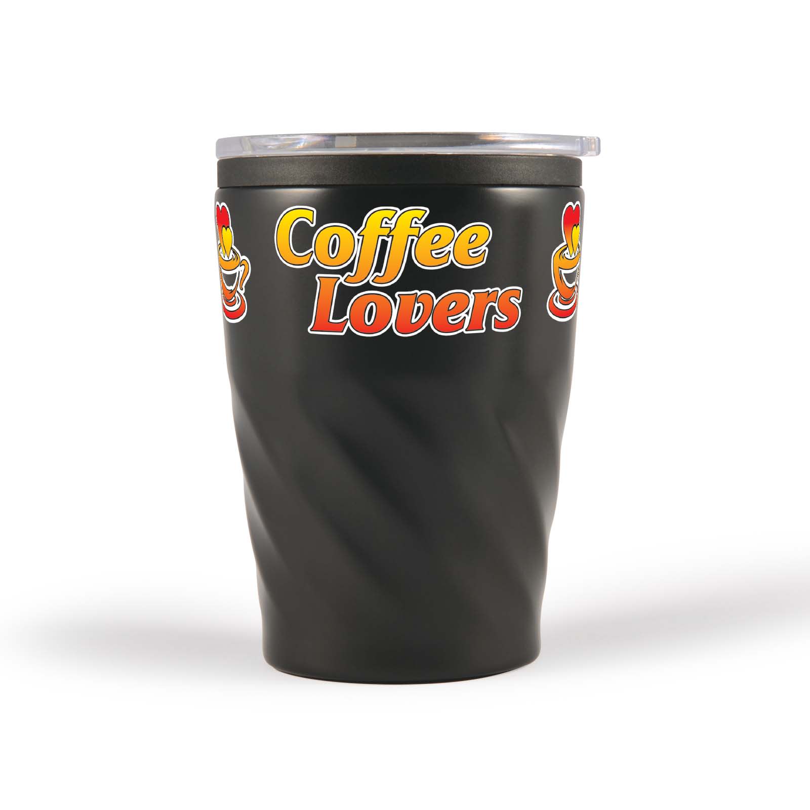 Aztec Coffee Cup – 300ml Double-Wall Stainless Steel Mug with Black Liner, Splash-Proof Sliding Closure, Foam Base Protector, BPA-Free, Gift-Ready Kraft Box