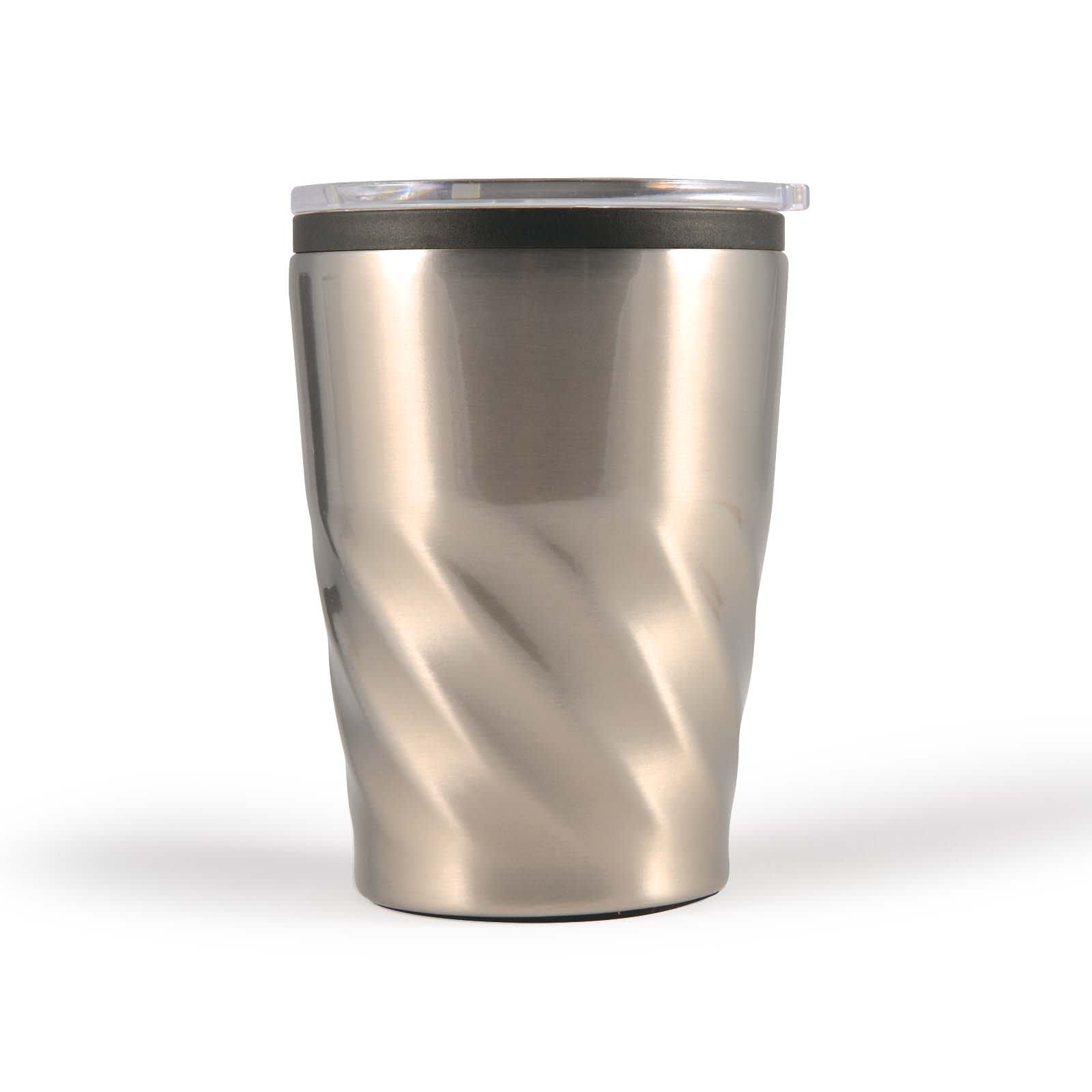 Aztec Coffee Cup – 300ml Double-Wall Stainless Steel Mug with Black Liner, Splash-Proof Sliding Closure, Foam Base Protector, BPA-Free, Gift-Ready Kraft Box