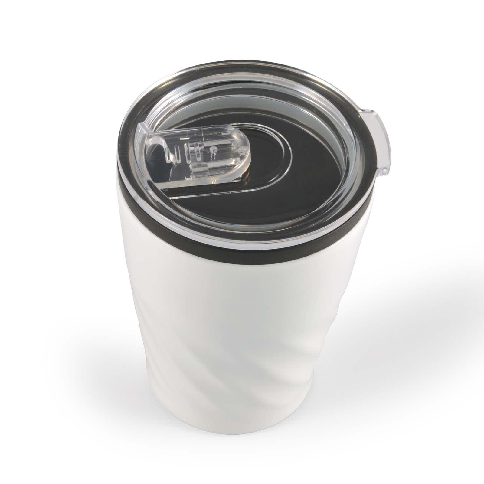 Aztec Coffee Cup – 300ml Double-Wall Stainless Steel Mug with Black Liner, Splash-Proof Sliding Closure, Foam Base Protector, BPA-Free, Gift-Ready Kraft Box