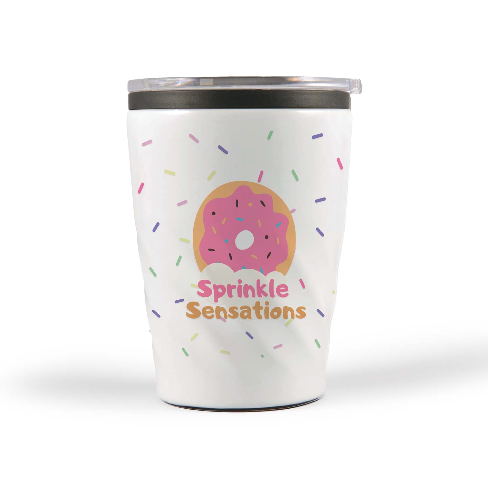 Aztec Coffee Cup – 300ml Double-Wall Stainless Steel Mug with Black Liner, Splash-Proof Sliding Closure, Foam Base Protector, BPA-Free, Gift-Ready Kraft Box