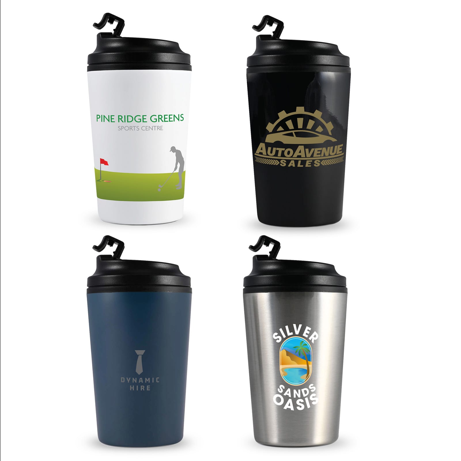Taurus Coffee Cup – 400ml Stainless Steel Mug with Screw-On Lid and Flip-Up Drinking Piece, Black Recycled PP Liner, BPA-Free, Ideal for Promotions, Gift-Ready Kraft Box