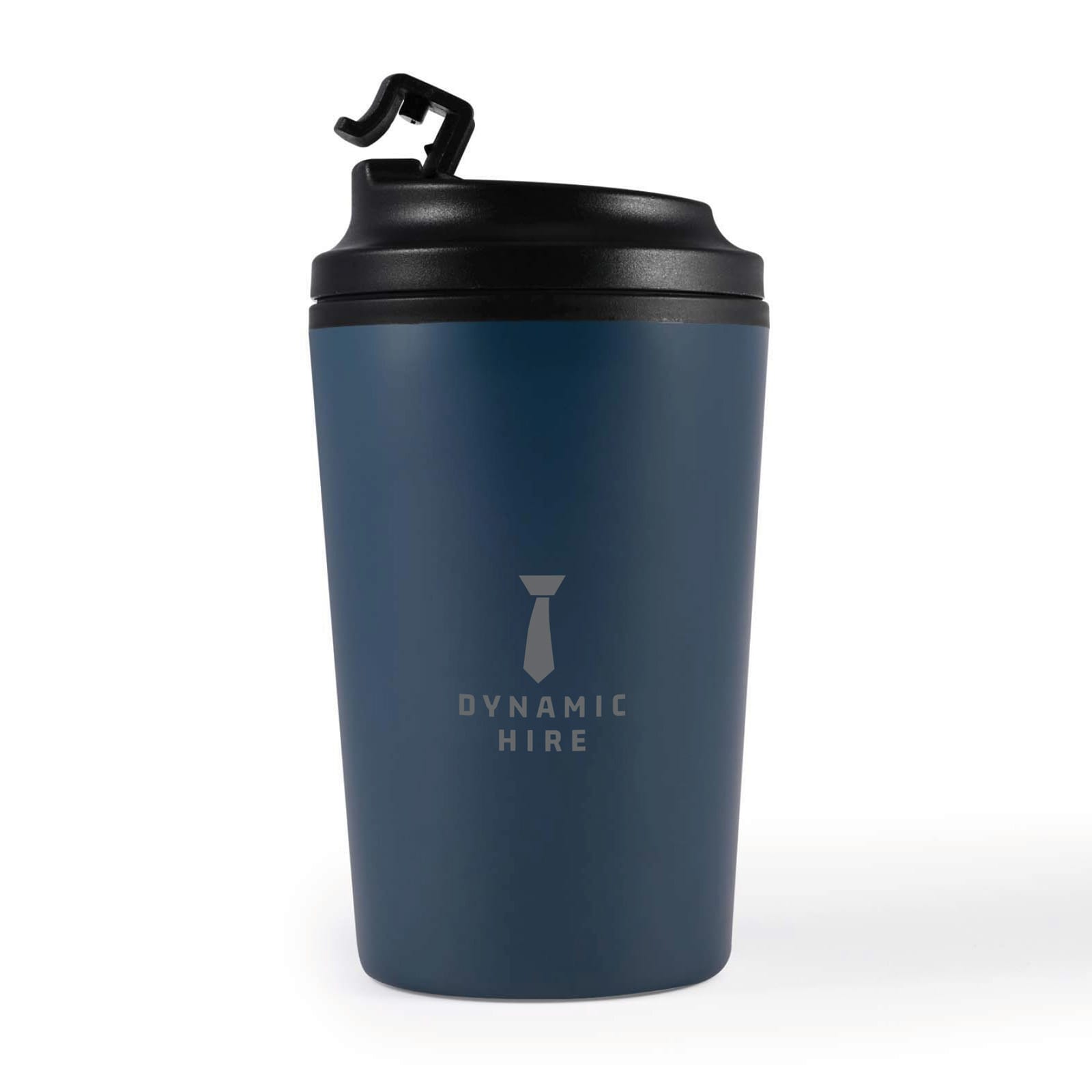 Taurus Coffee Cup – 400ml Stainless Steel Mug with Screw-On Lid and Flip-Up Drinking Piece, Black Recycled PP Liner, BPA-Free, Ideal for Promotions, Gift-Ready Kraft Box