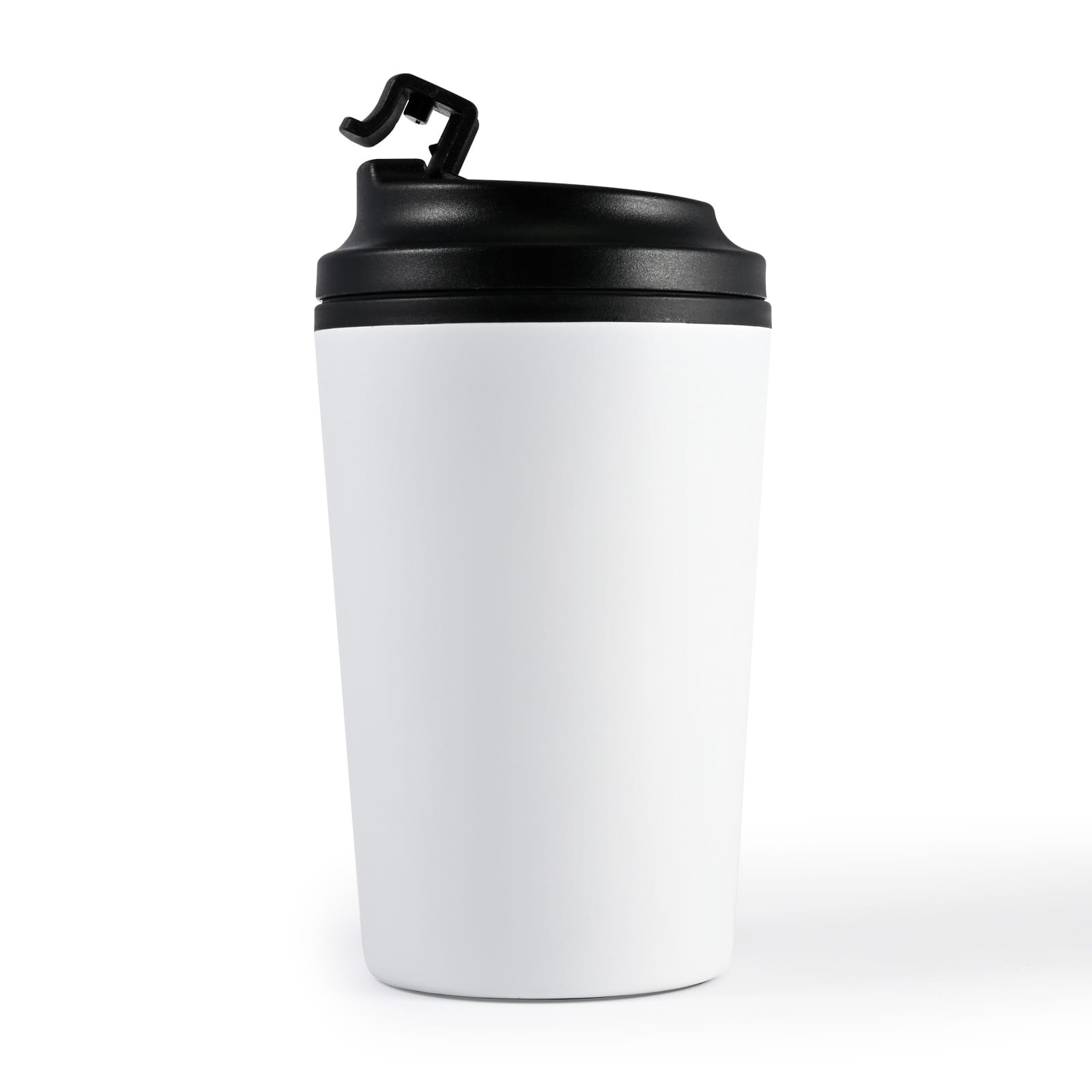 Taurus Coffee Cup – 400ml Stainless Steel Mug with Screw-On Lid and Flip-Up Drinking Piece, Black Recycled PP Liner, BPA-Free, Ideal for Promotions, Gift-Ready Kraft Box