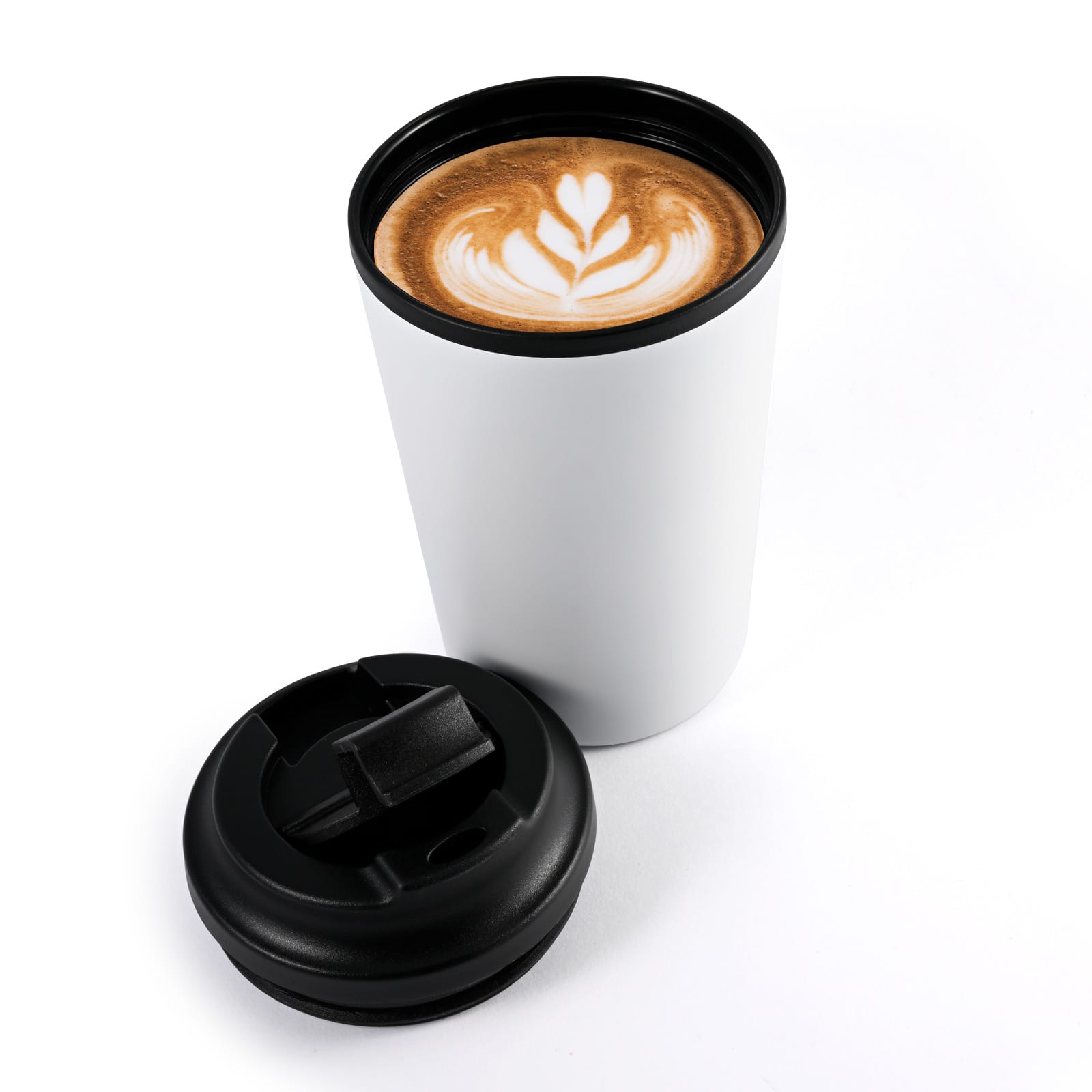 Taurus Coffee Cup – 400ml Stainless Steel Mug with Screw-On Lid and Flip-Up Drinking Piece, Black Recycled PP Liner, BPA-Free, Ideal for Promotions, Gift-Ready Kraft Box