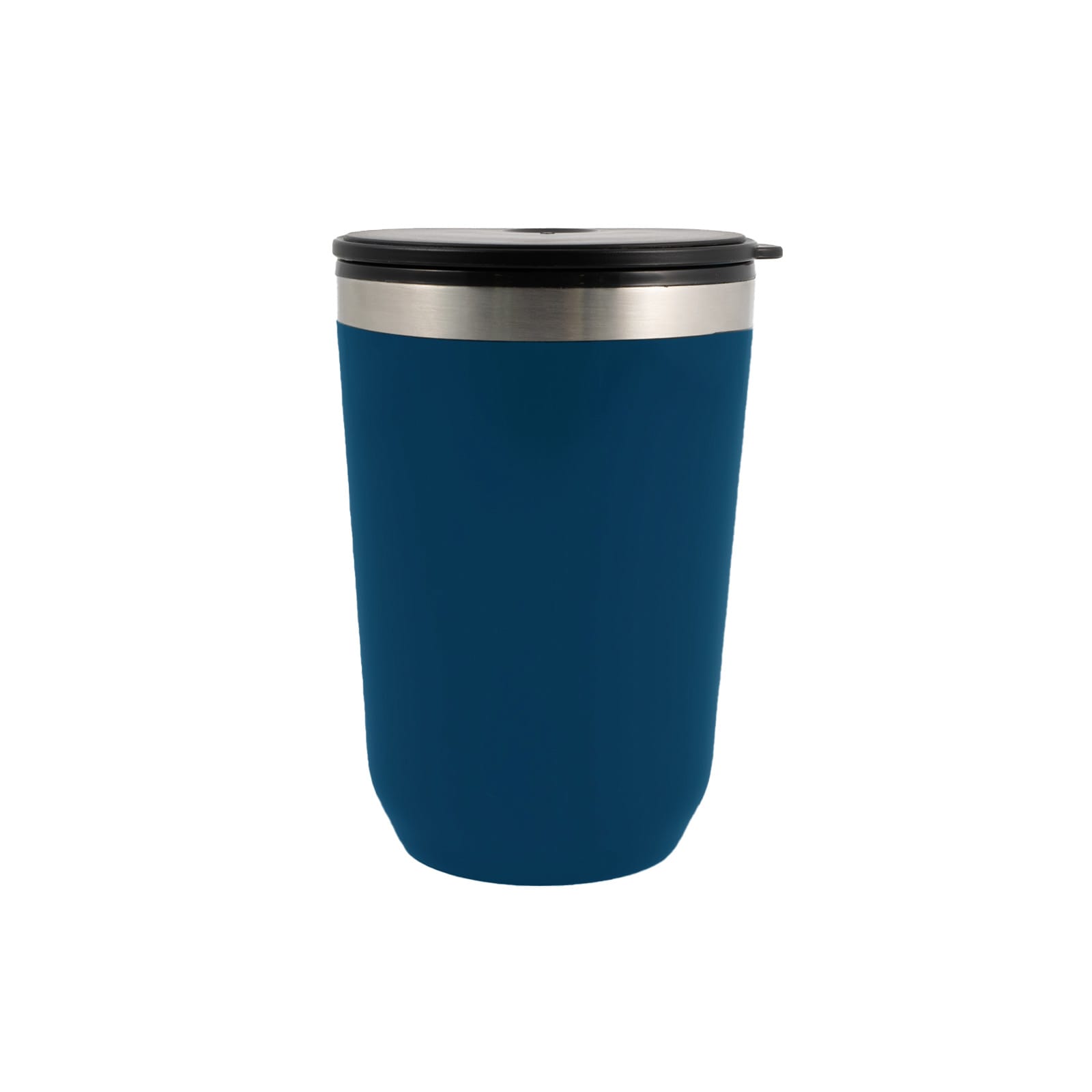 Rizz Coffee Cup – 390ml Double-Walled Stainless Steel Mug with Sliding Lid, Black PP Inner, Affordable Hot and Cold Beverage Cup, Stylish Stainless Steel Ring, Hand Wash Recommended