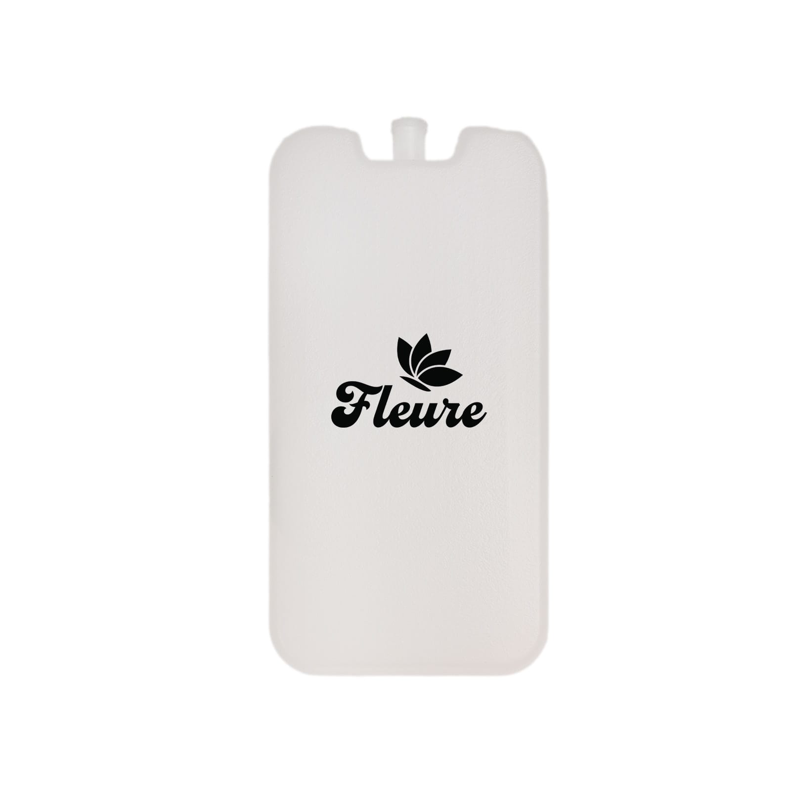 A white Cooler Brick with a logo, designed to fit inside cooler bags.