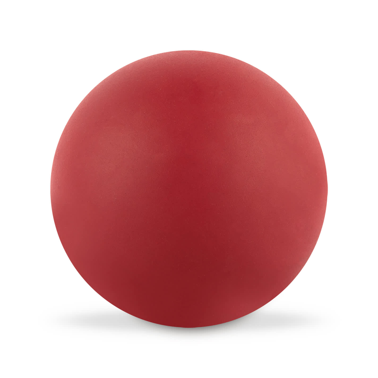 A red Hi Bounce Ball with a smooth surface and round shape.