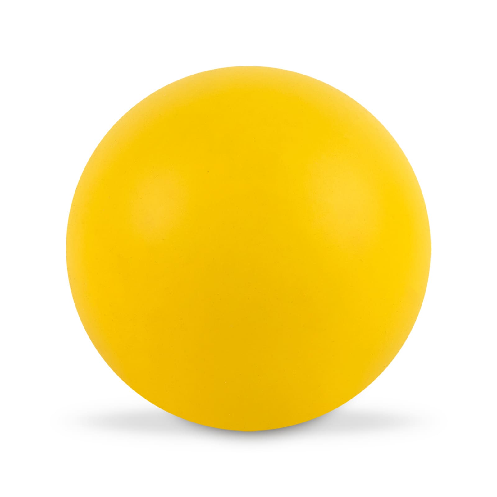 A vibrant yellow Hi Bounce Ball with a smooth surface, designed for high bounciness.