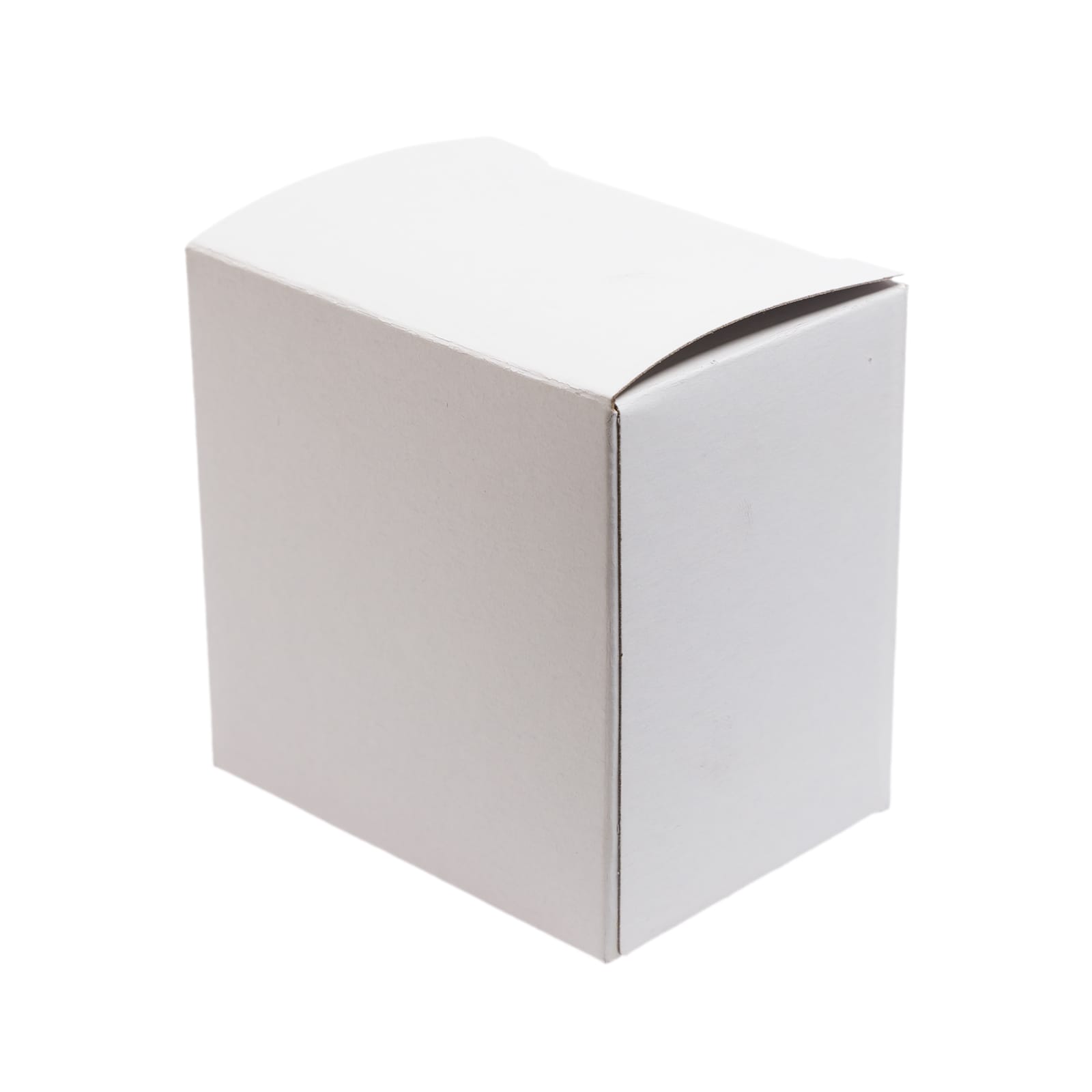 A plain, white cardboard box with a top flap, suitable for packaging various items.