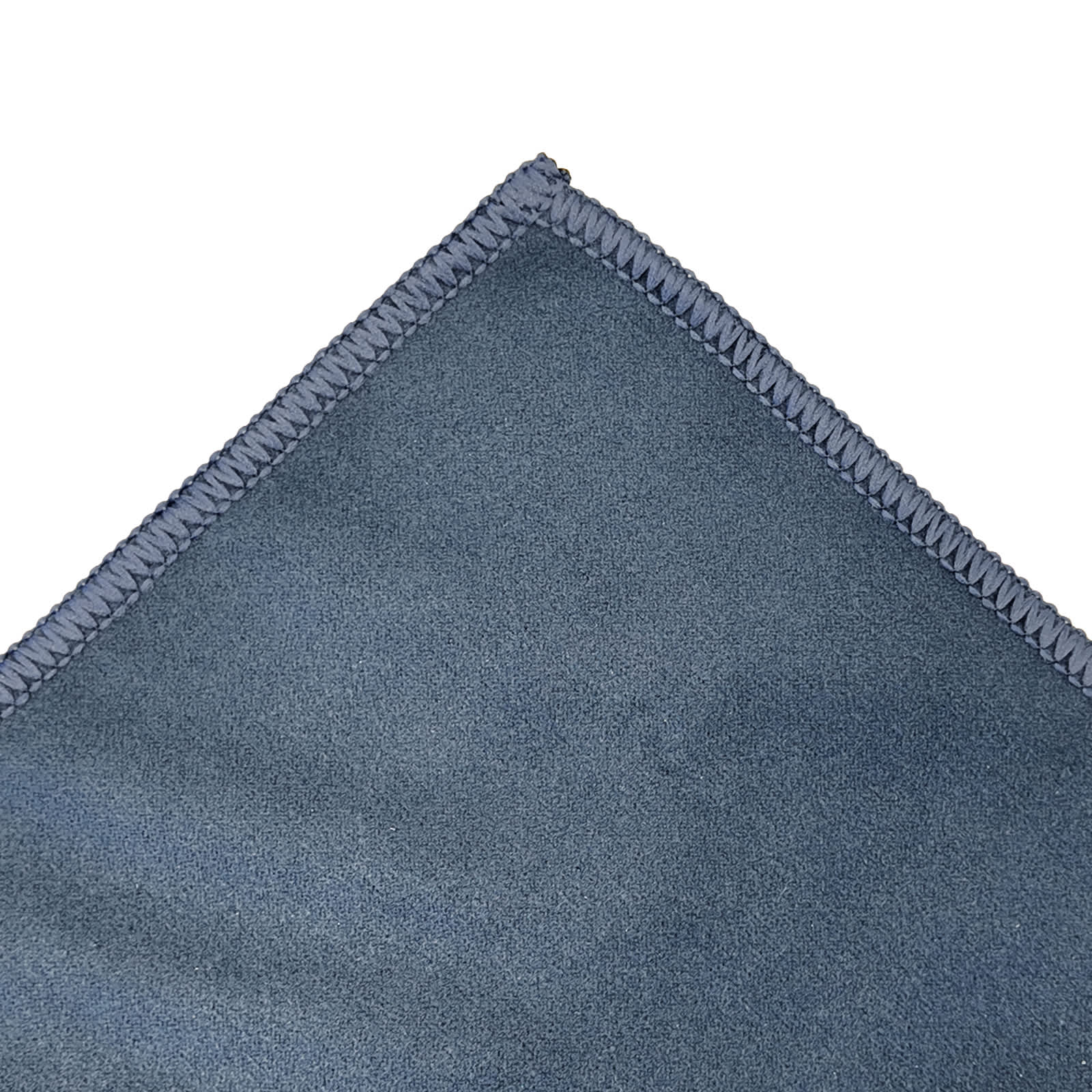 A blue sports towel with a stitched edge, featuring a logo in the corner. Ideal for gym or outdoor activities.