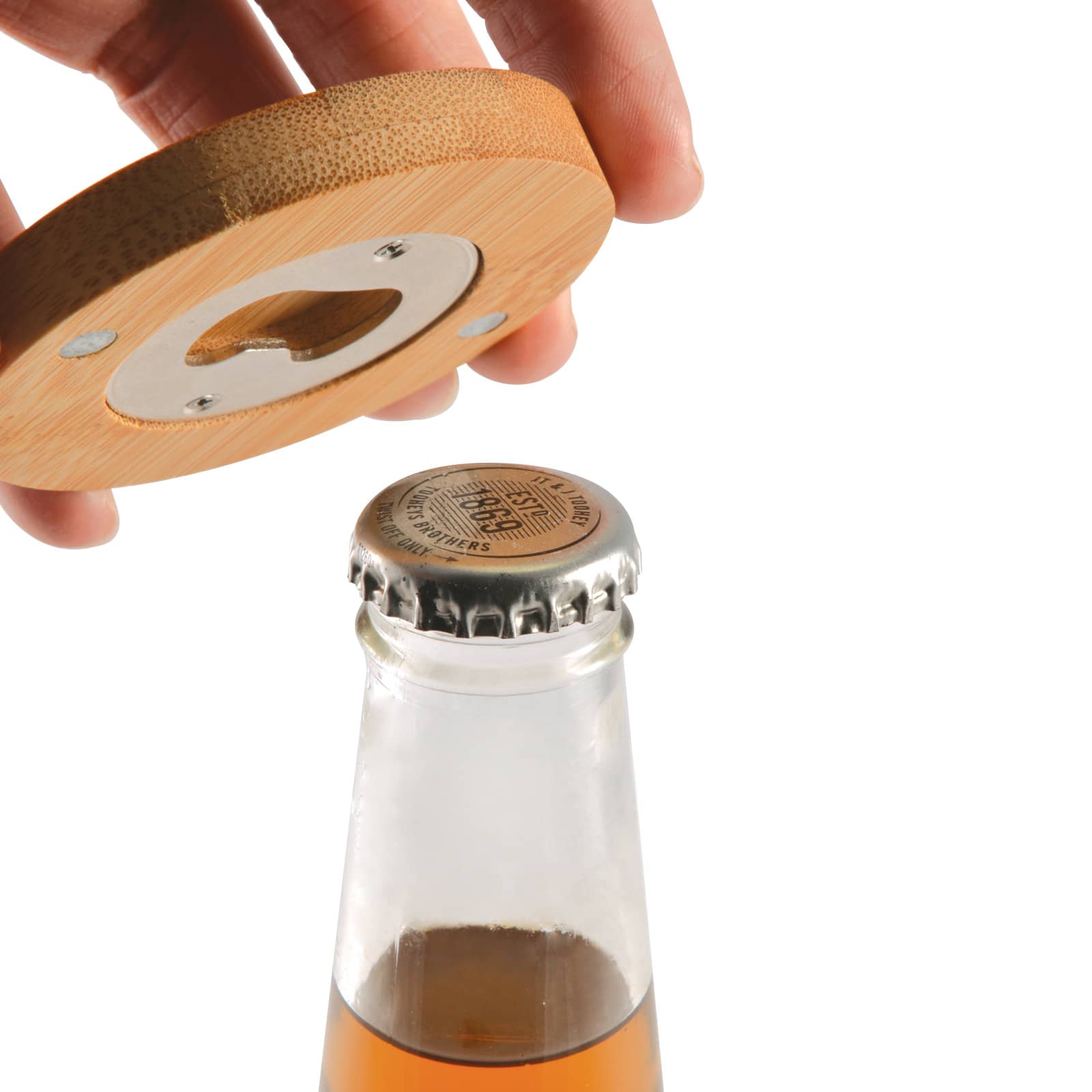 Discus Bamboo Bottle Opener Coaster - LL4998 Image