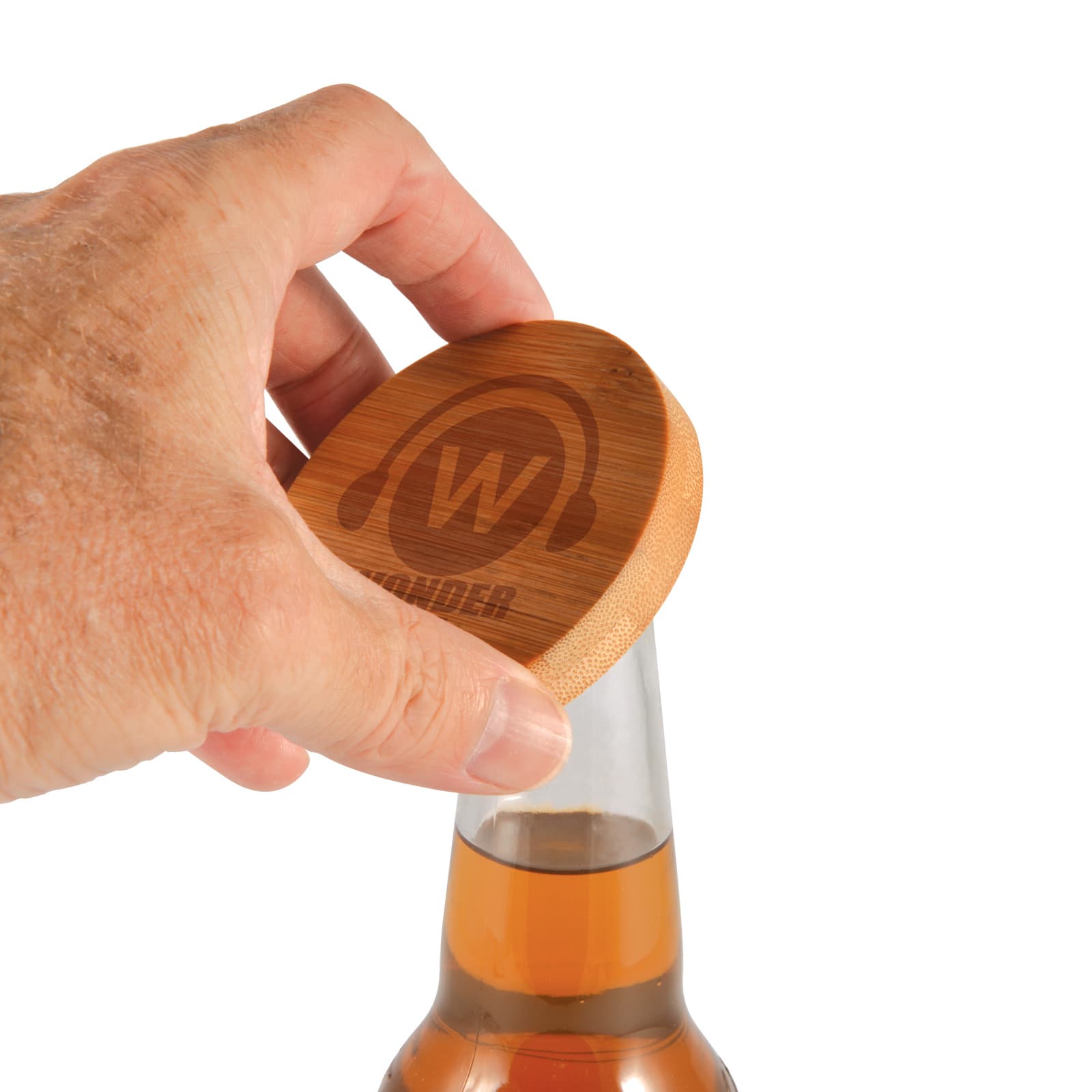 Discus Bamboo Bottle Opener Coaster - LL4998 Image