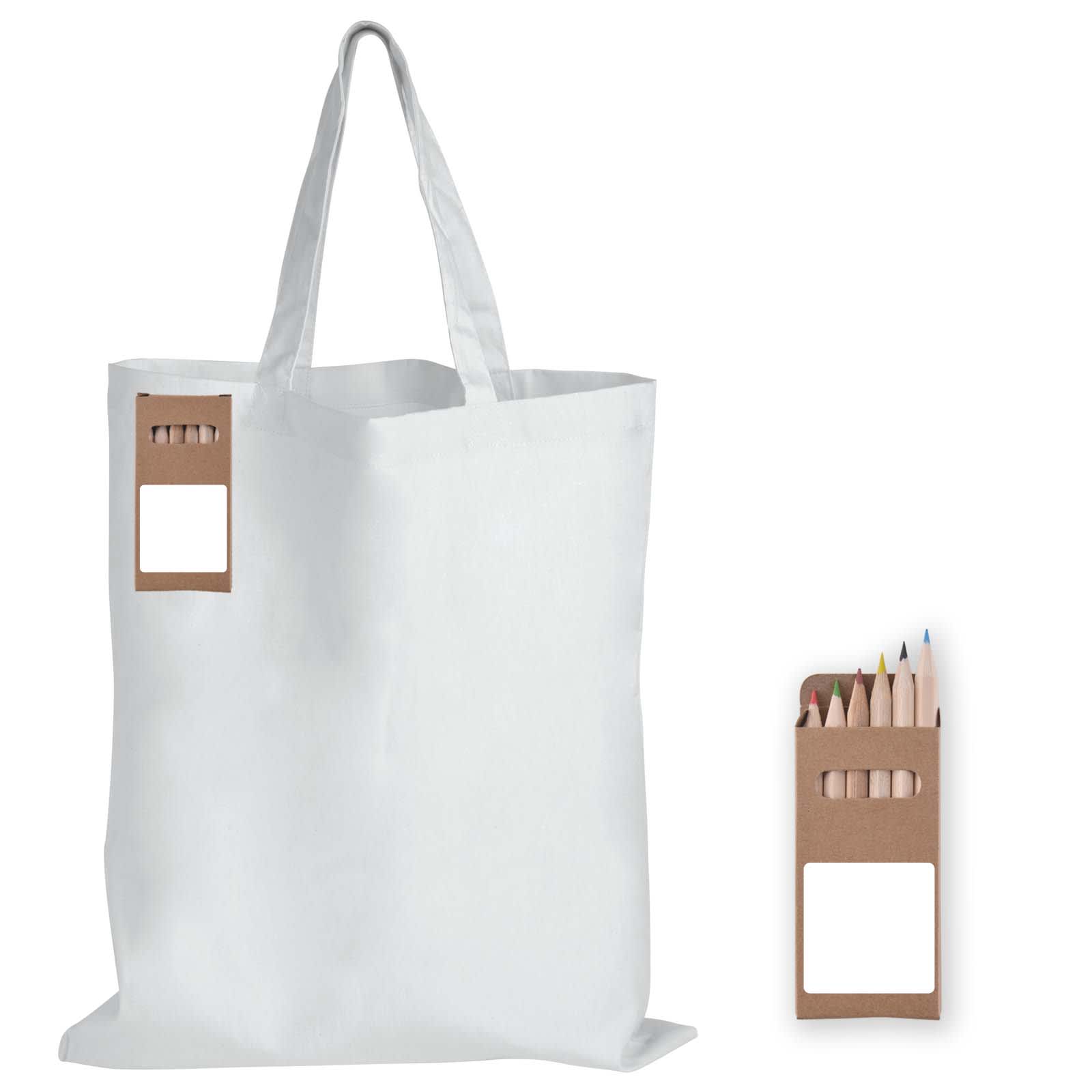 Colouring Short Handle Cotton Bag & Pencils - LL5523 Image