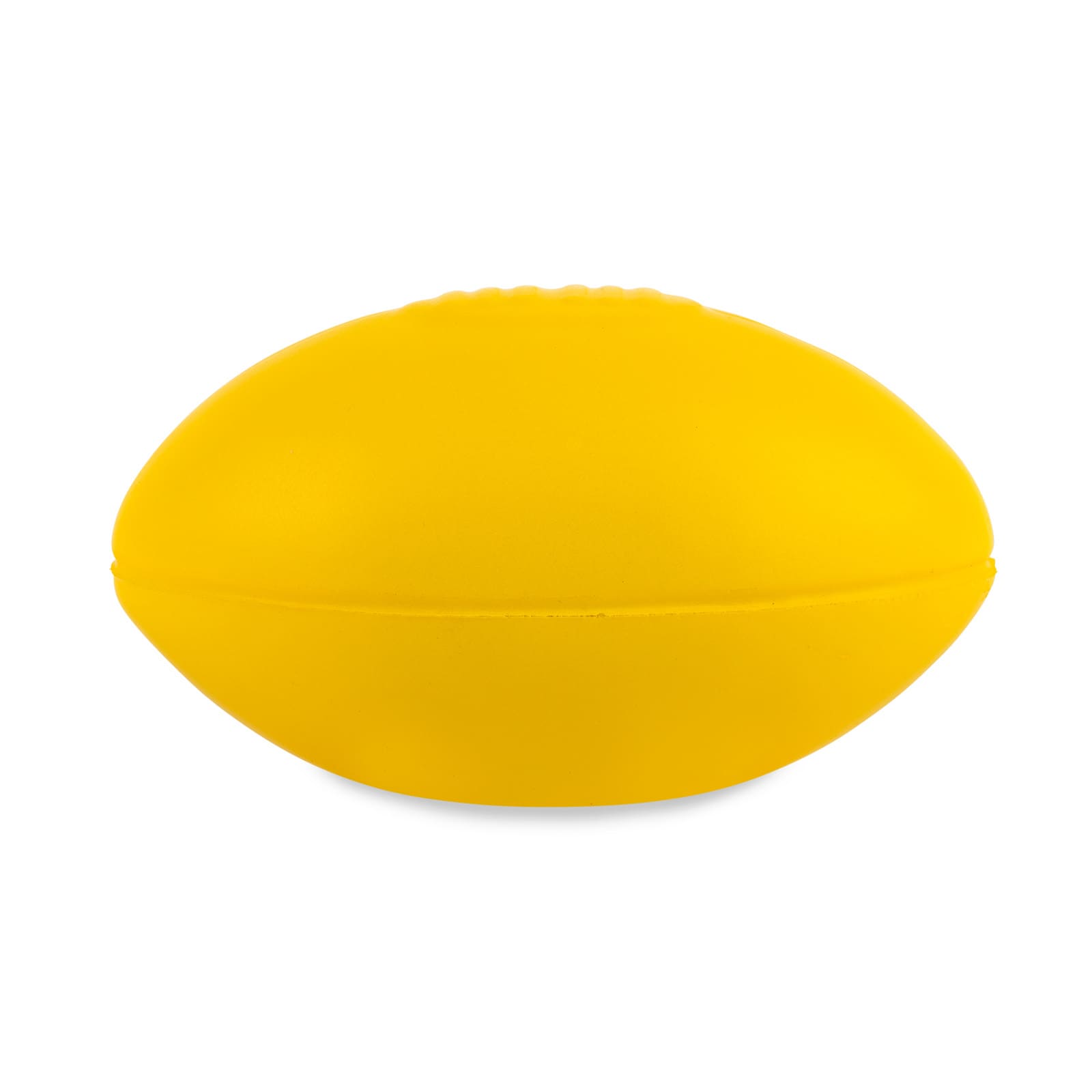 A yellow football stress reliever designed for fun and stress relief.