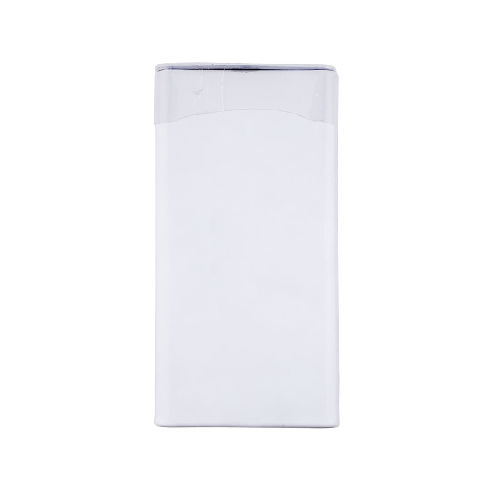 A flip-top tin containing spearmint mints, predominantly white with a clear lid. It features a branding logo.