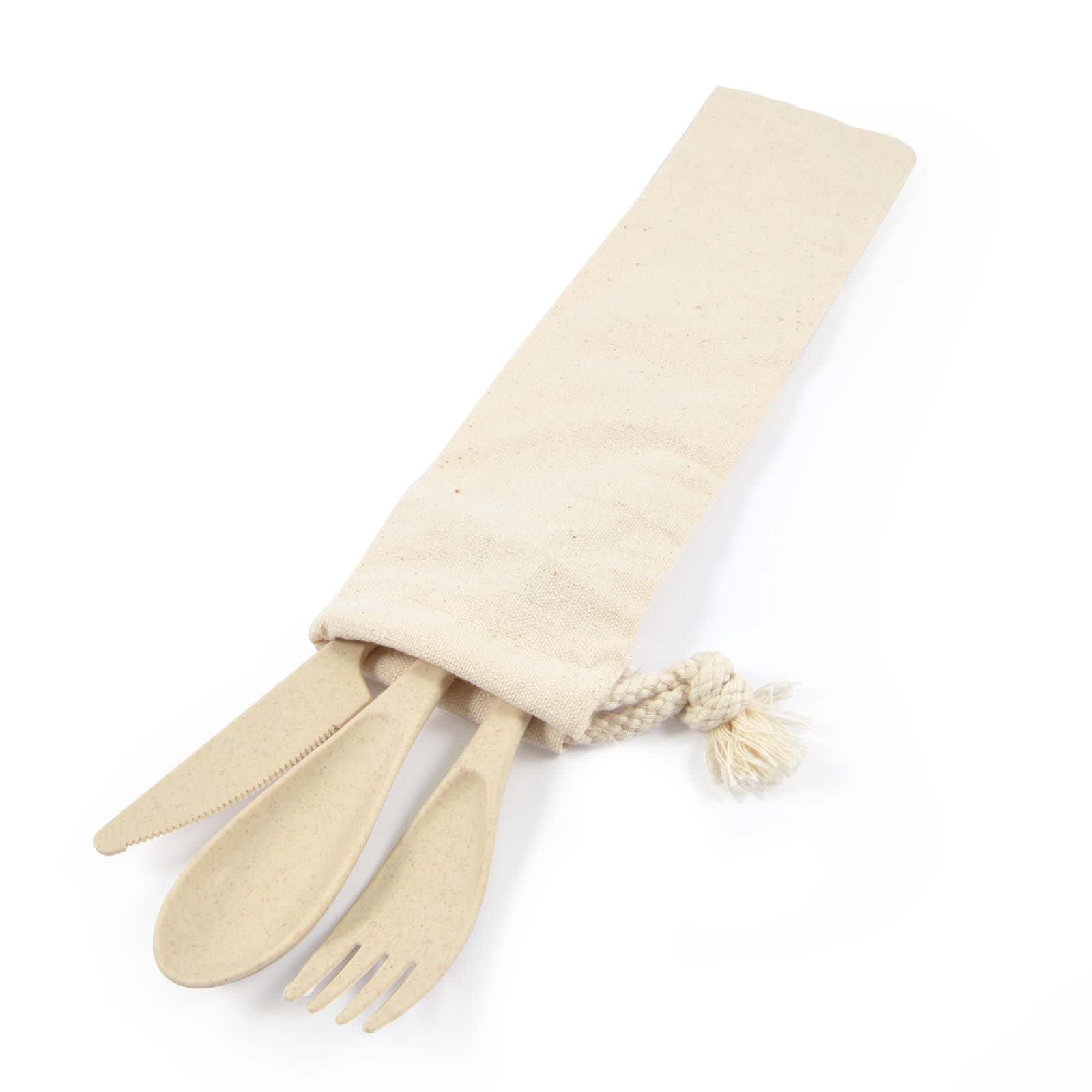 Delish Eco Cutlery Set in Calico Pouch - LL8790 Image Natural
