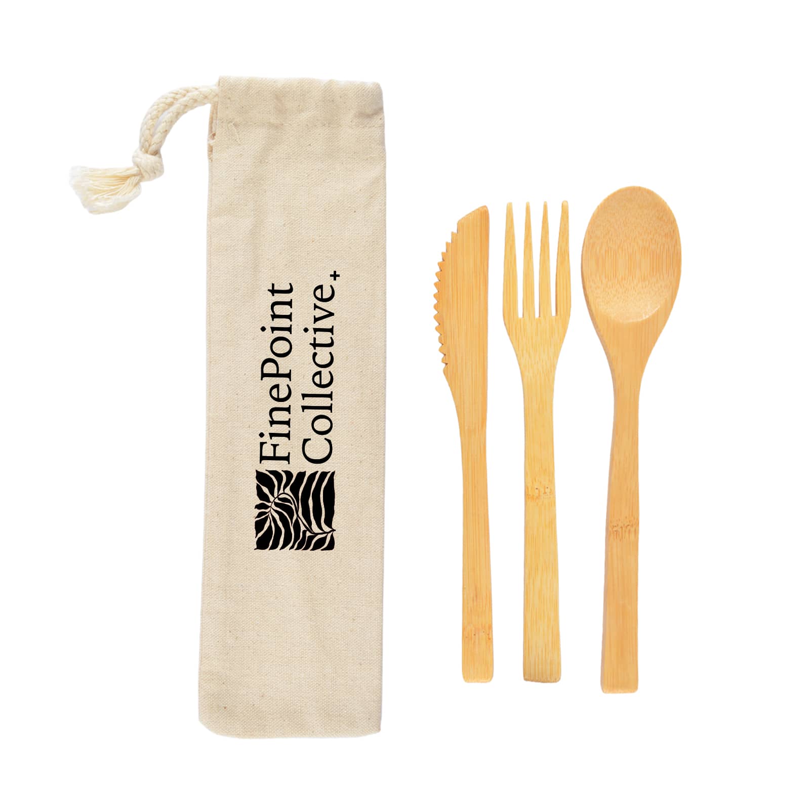 Alternative view of Miso Bamboo Cutlery Set in Calico Pouch