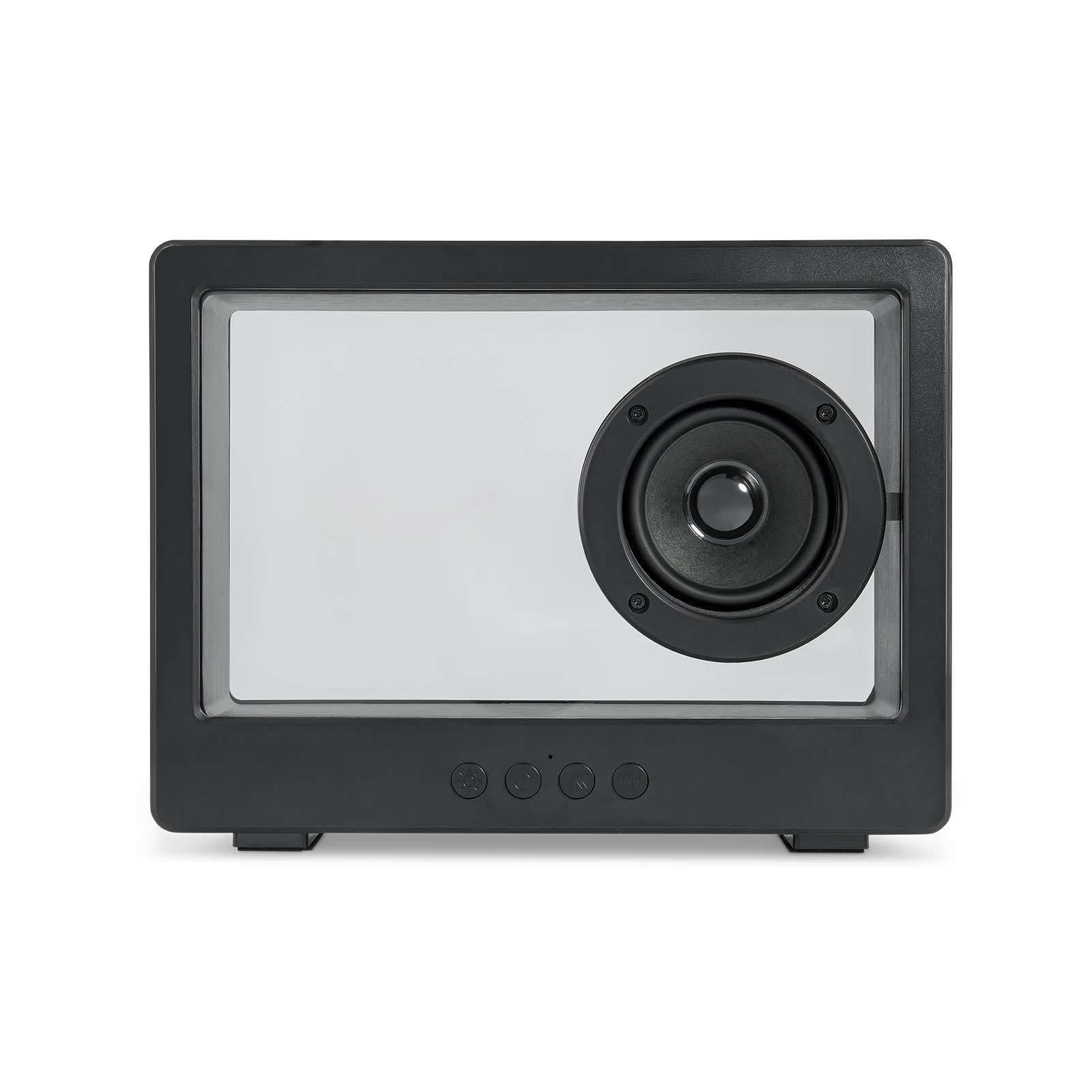 A black Lightriot Speaker with a large speaker cone and control buttons at the bottom.
