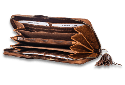 Leather Ladies Wallet with Tassel - M24E014 Image 