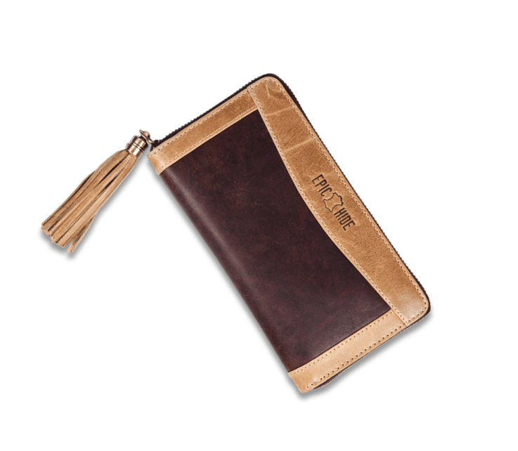 Leather Dark Brown Ladies Wallet with Tassel