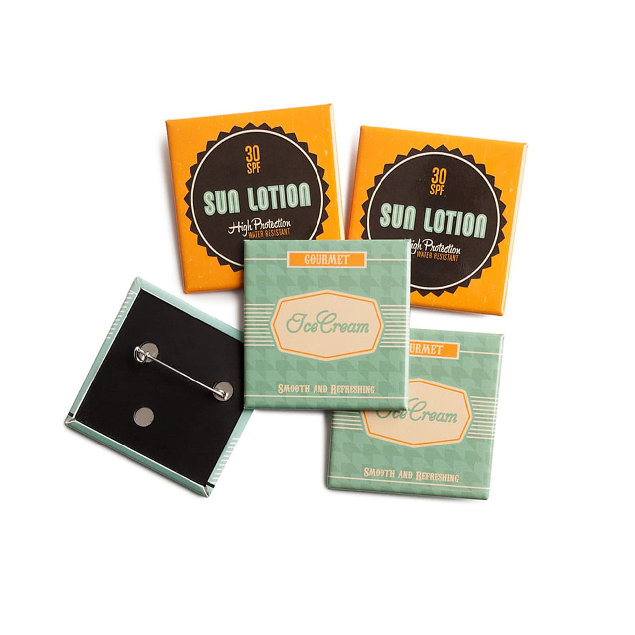 Custom Printed 50mm x 50mm Badges Square