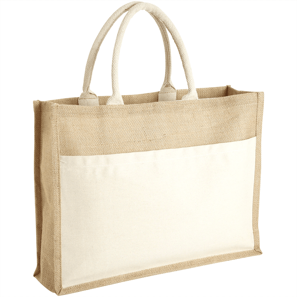 Mumbay Cotton Pocket Jute Tote Bag 19L - 119526 Image Natural