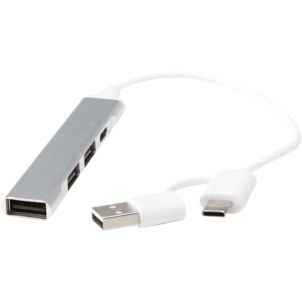 Alternative view of Alkaid 4-Port Recycled Aluminium USB-A & Type-C Hub w/ Dual Input