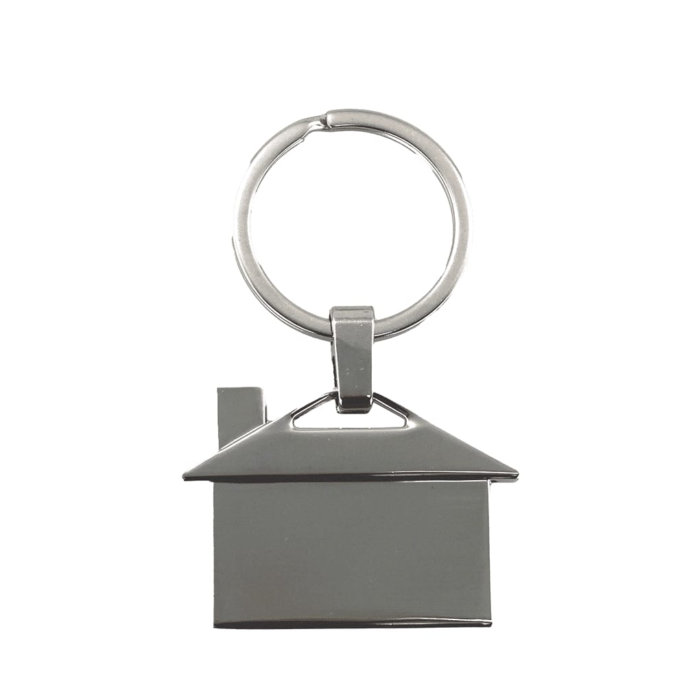 House Shaped Metal Keyring - 1302 Image Silver