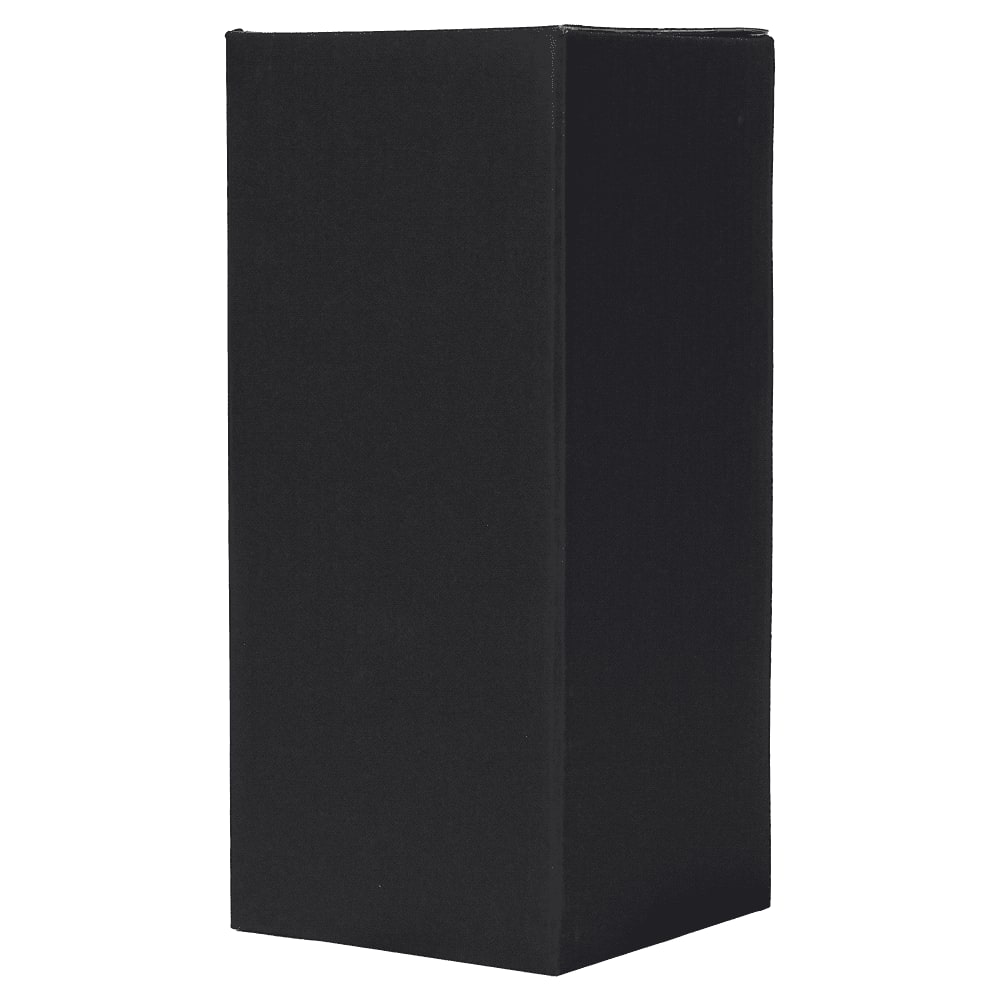 A black box, rectangular in shape, designed for packaging or storage. It has a smooth surface and no visible markings.