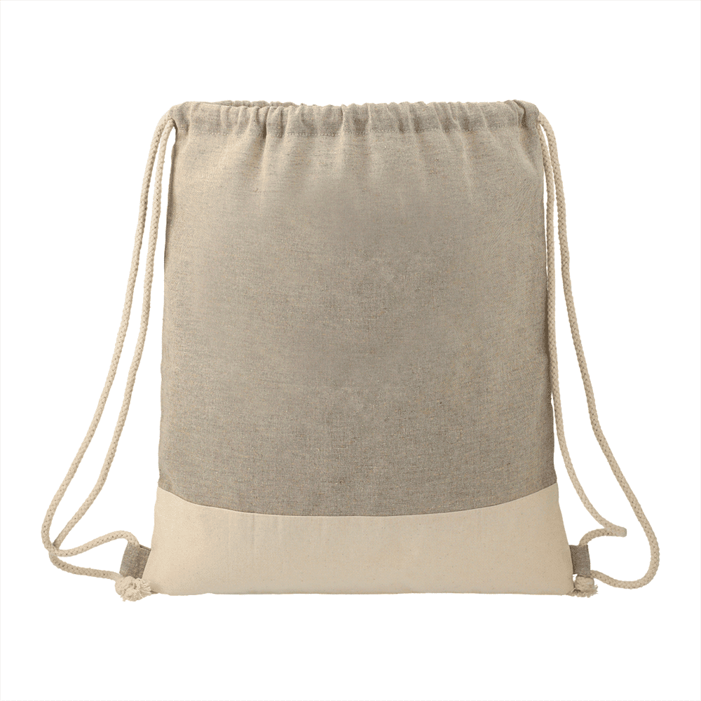 Split Recycled Cotton Drawstring Bag - 3005-73 Image Gray/Natural