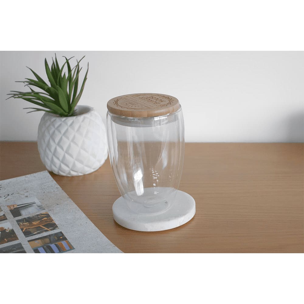 Easton Glass Cup w/ Bamboo Lid 355ml