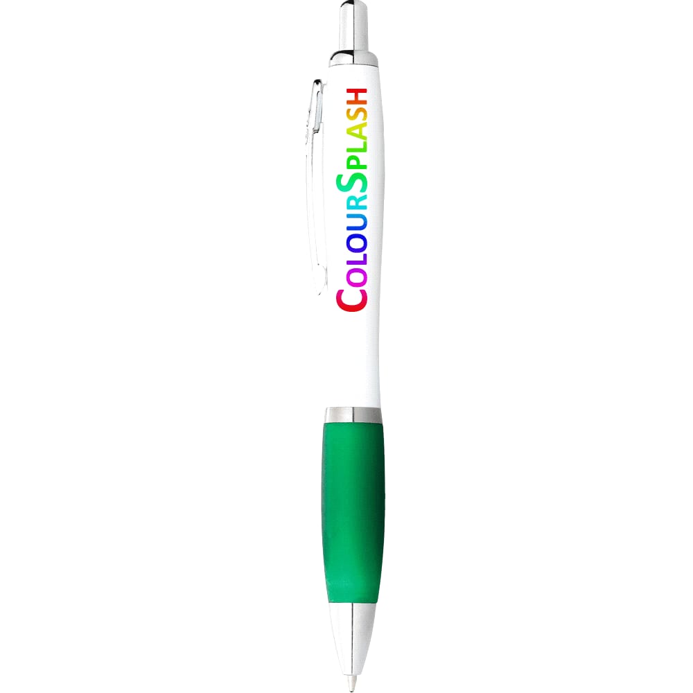 Nash Ballpoint Pen with White Barrel and Coloured Grip - 4102 Image