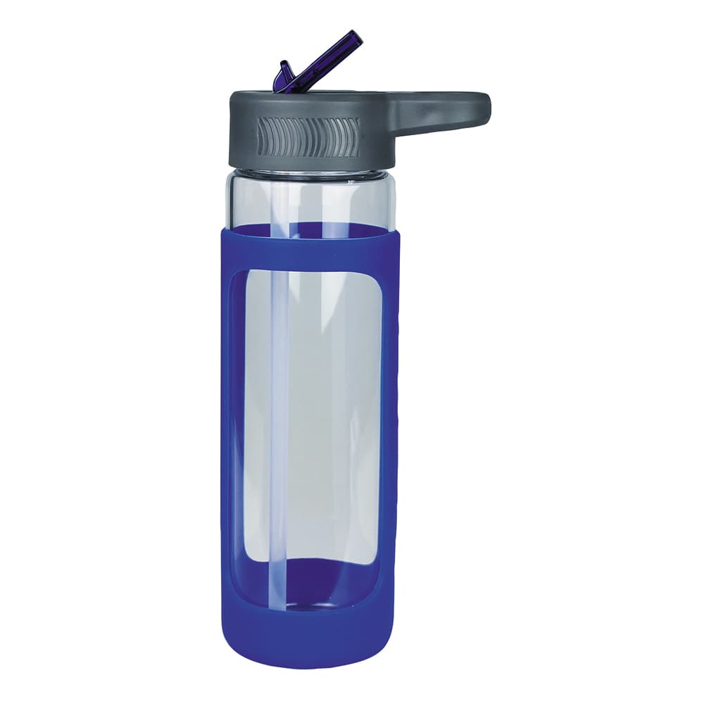 Sleeve Glass Drink Bottle With Sipper Blue 4197 | Blue