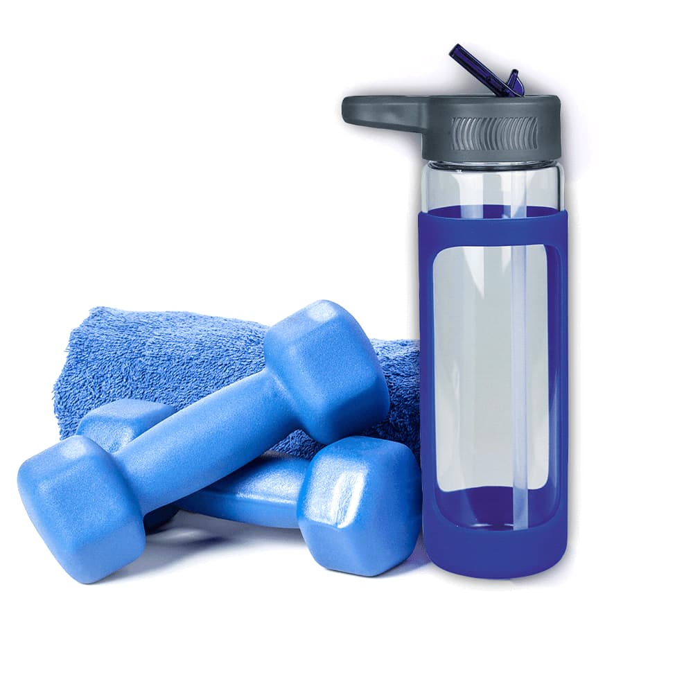 Sleeve Glass Drink Bottle With Sipper Blue 4197 | 