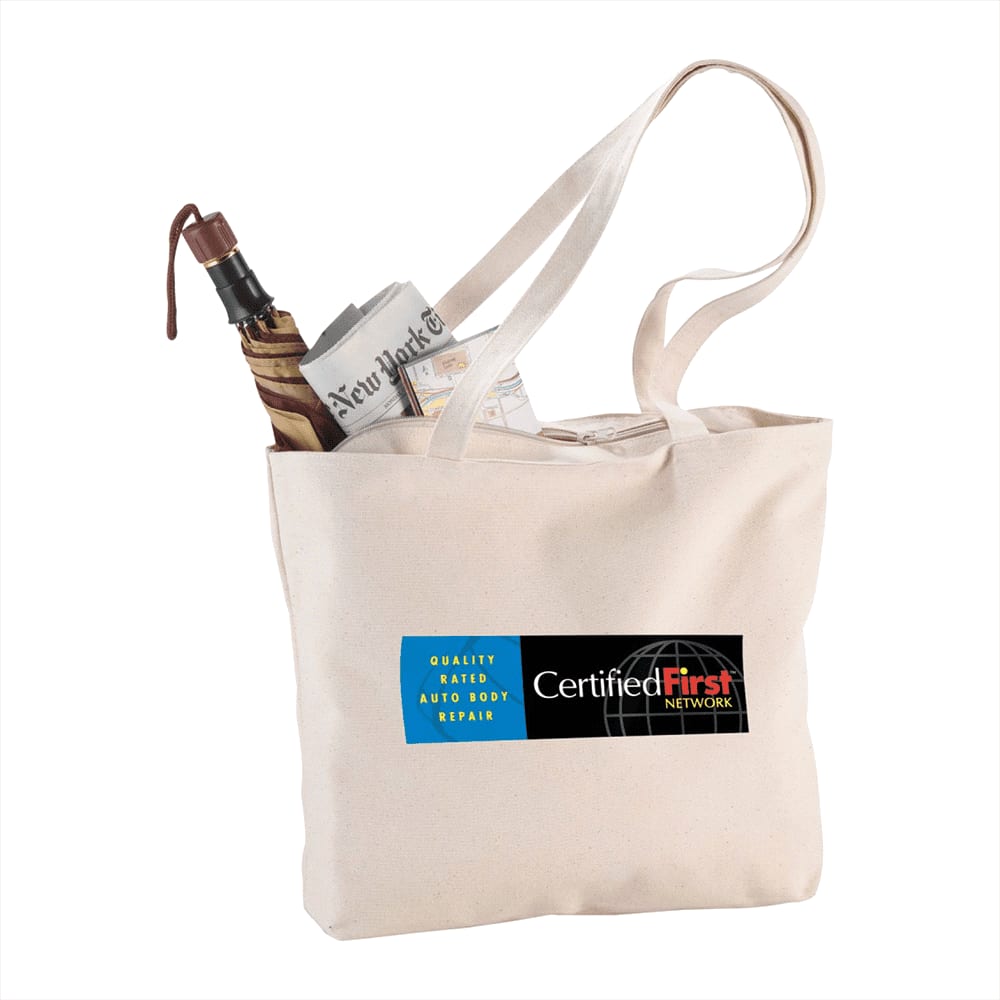 Zippered 10oz Cotton Canvas Shopper Tote - 5188 Image 