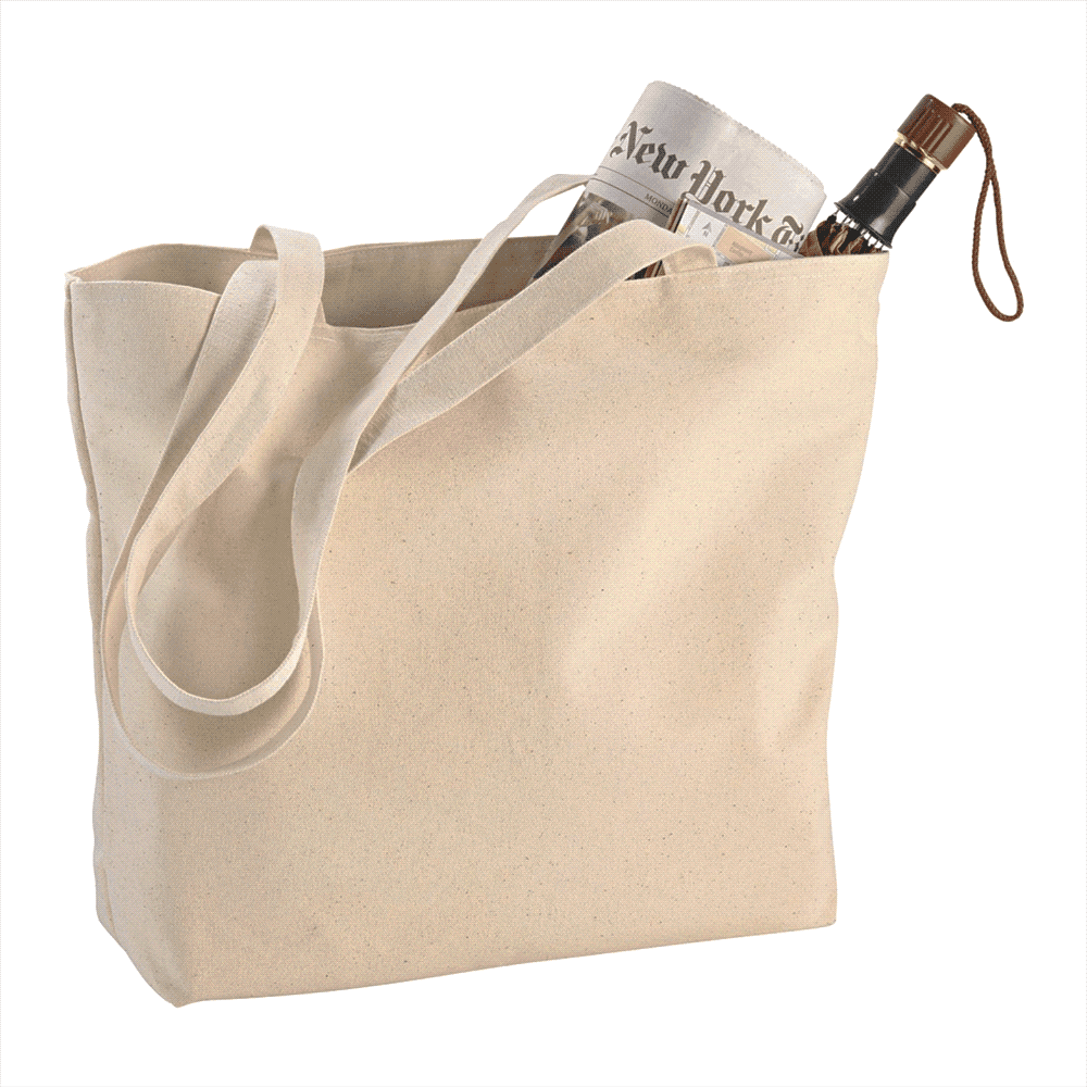 Zippered 10oz Cotton Canvas Shopper Tote - 5188 Image Natural
