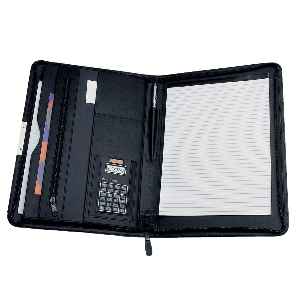 The Stella A4 Zip Compendium with Calculator - 572 Image Black