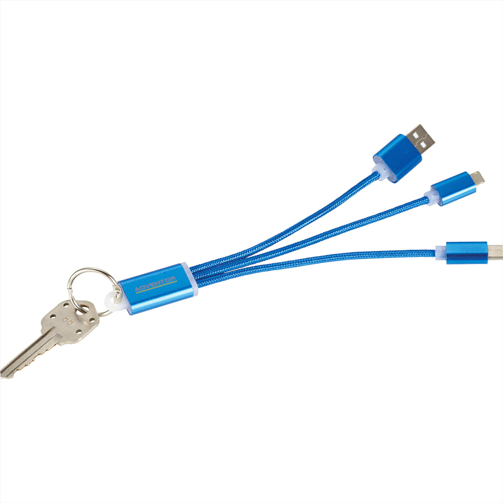 Metal 3-in-1 Charging Cable with Key ring
