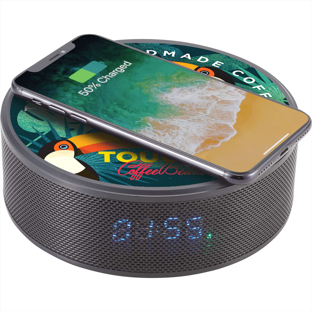 Bluetooth Speaker Clock w/Wireless Charging