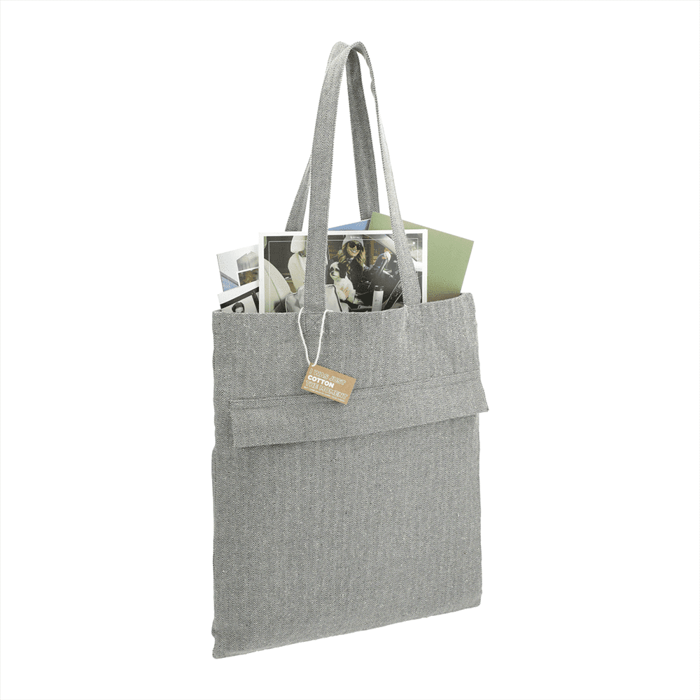 Recycled Cotton Herringbone Tote w/Zip Pocket