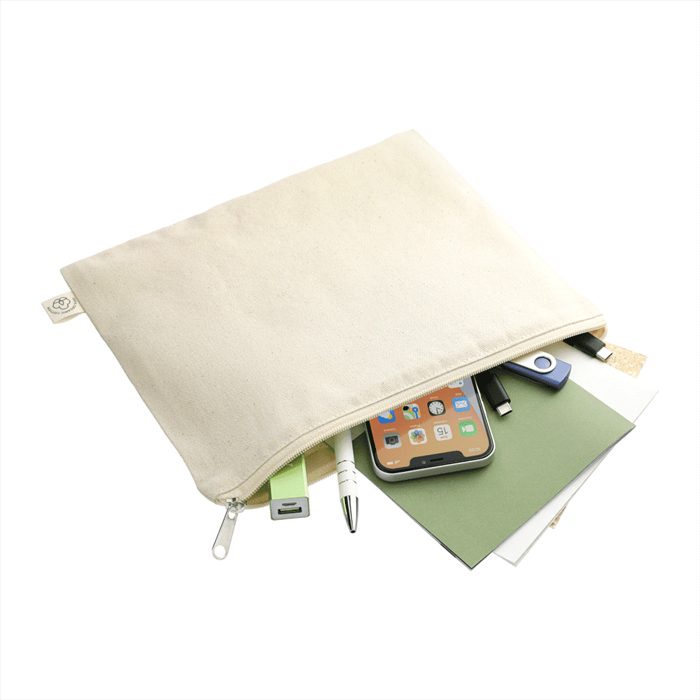 Organic Cotton Flat Travel Pouch