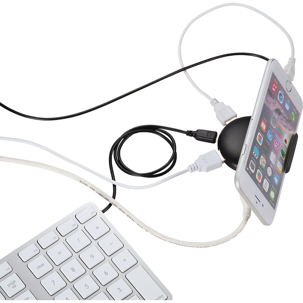 Rotund 4-IN-1 USB Hub with Phone Stand