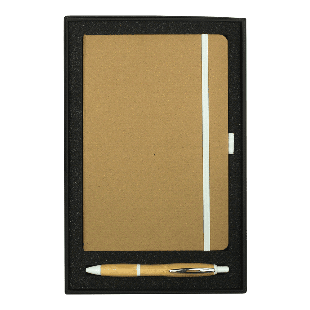 Gift Set with JB1022 Eco Colour Bound Journal & 4104 Nash Bamboo Pen - GIFT1011 Image White